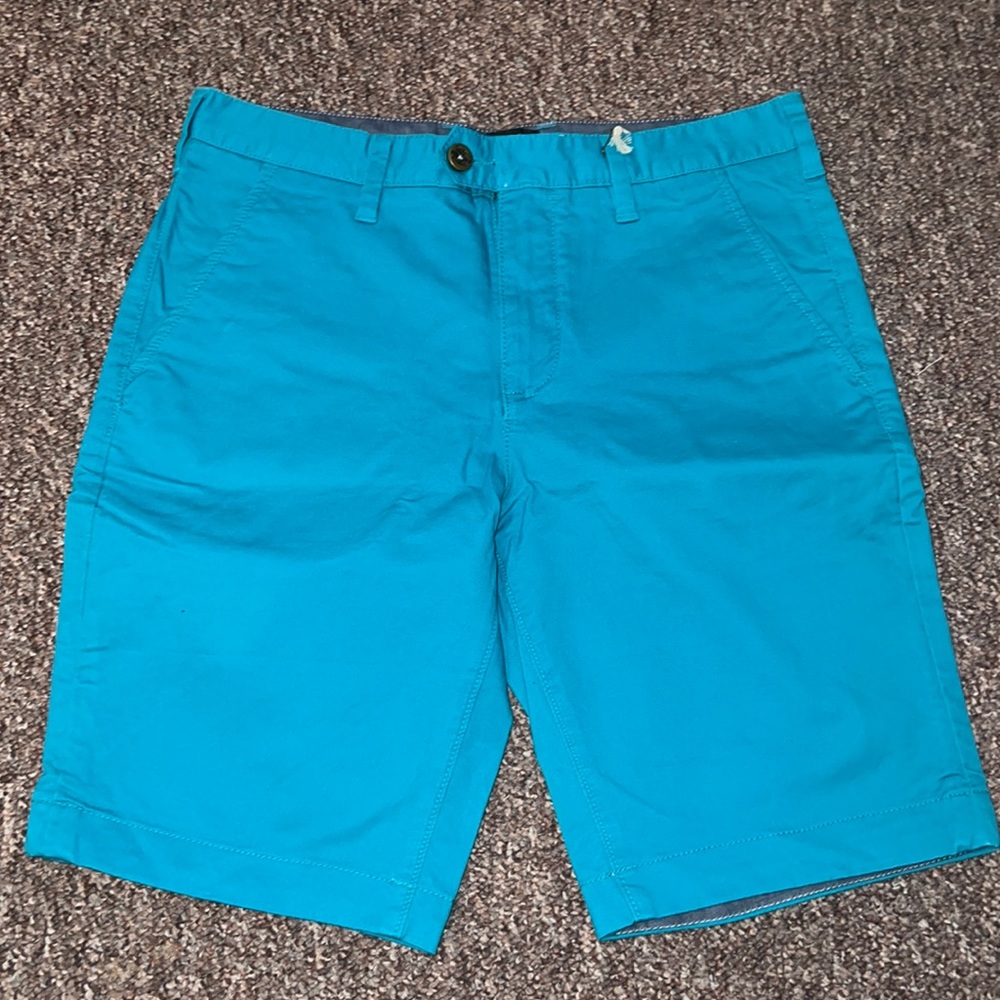 Ted Baker London Shorts Chino Style Slim Fit Seafoam Green Cotton Blend Size 30R